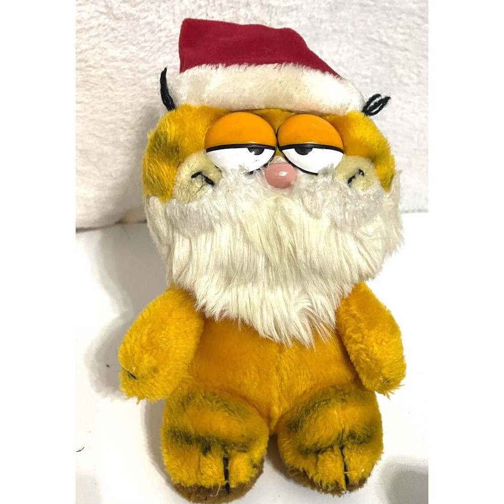 1981 Garfield Plush Santa (Holiday, Christmas) R. Dakin & Co. With Beard/Hat 8"